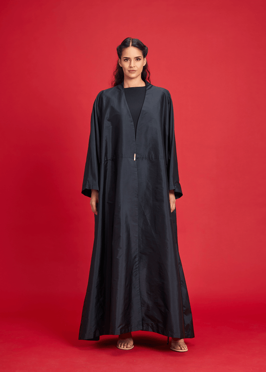 BLACK PLAIN TAFFETA ABAYA