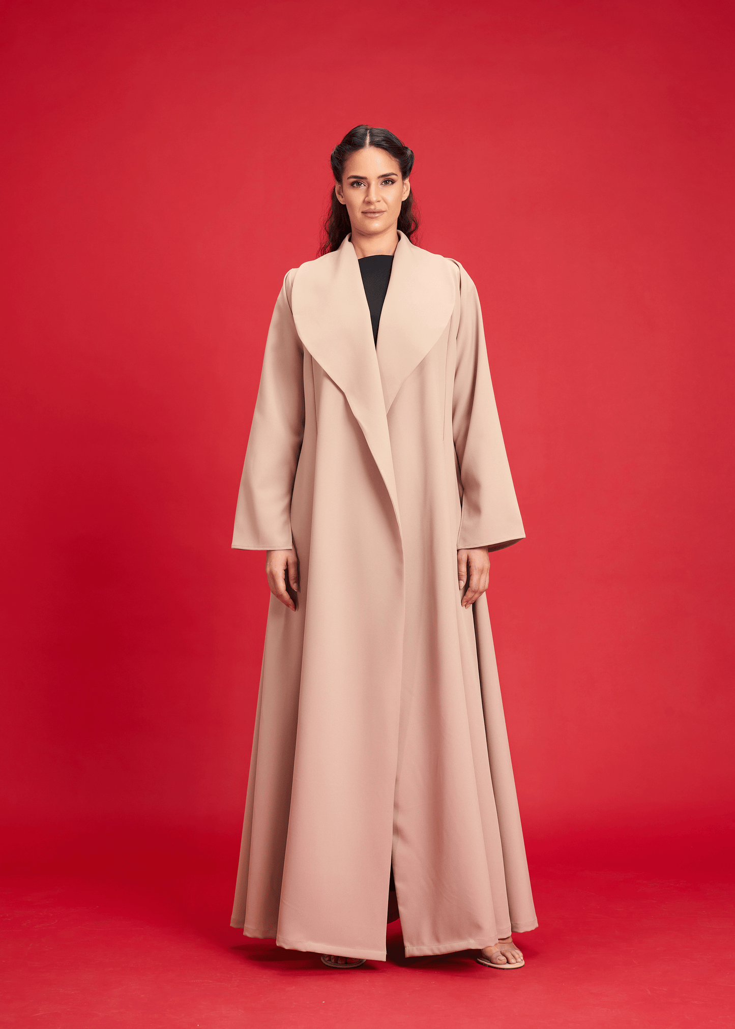 BEIGE LIGHT CREPE OVERLAP STYLE