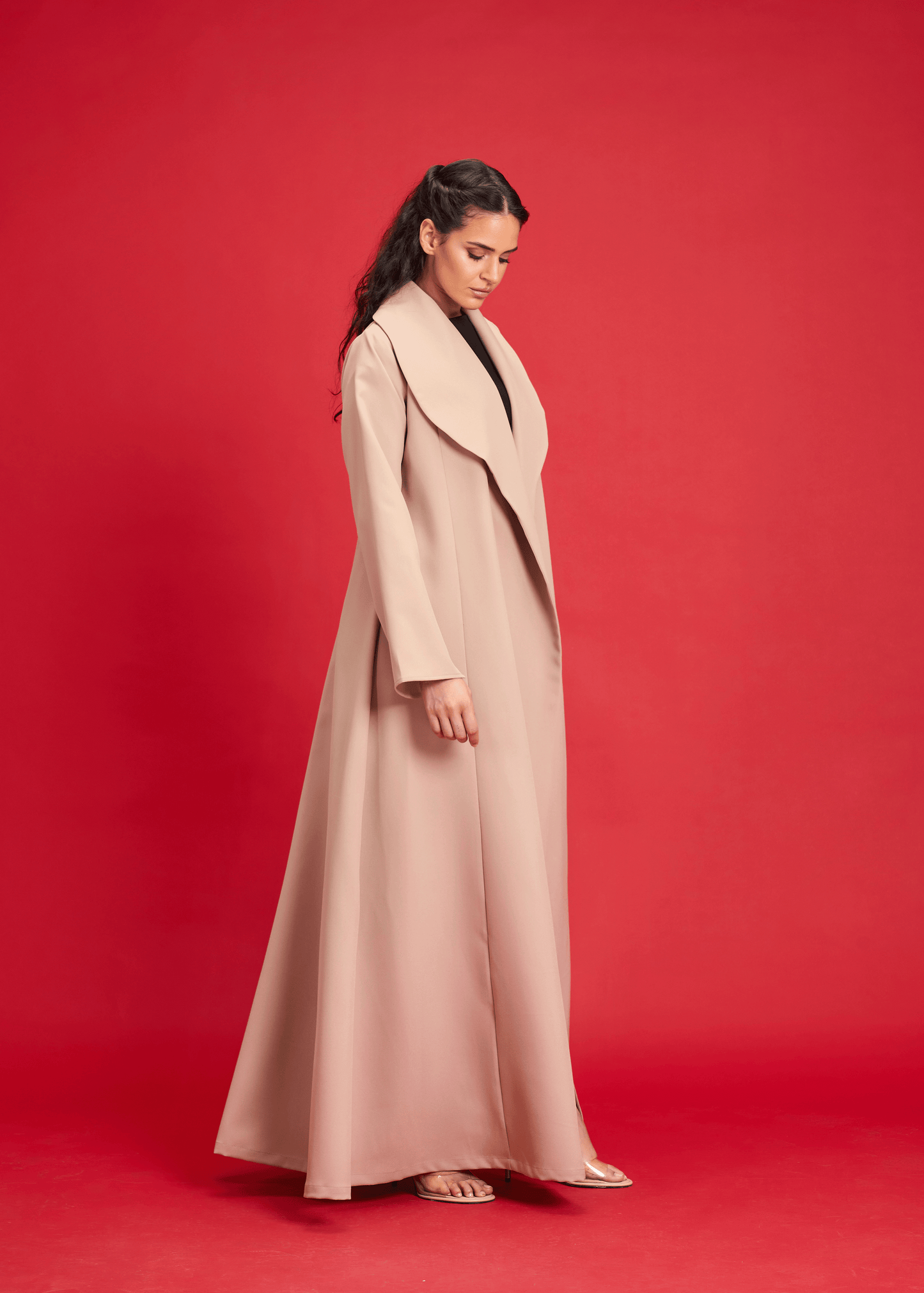 BEIGE LIGHT CREPE OVERLAP STYLE