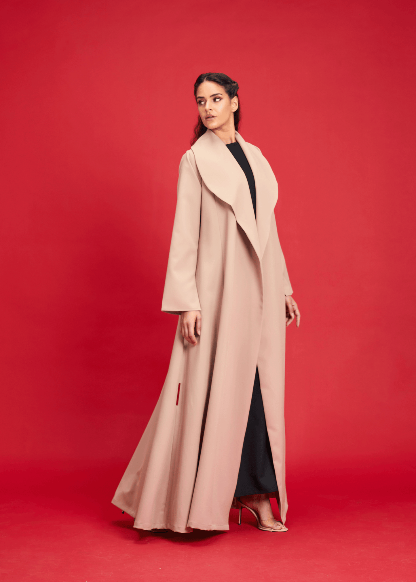 BEIGE LIGHT CREPE OVERLAP STYLE