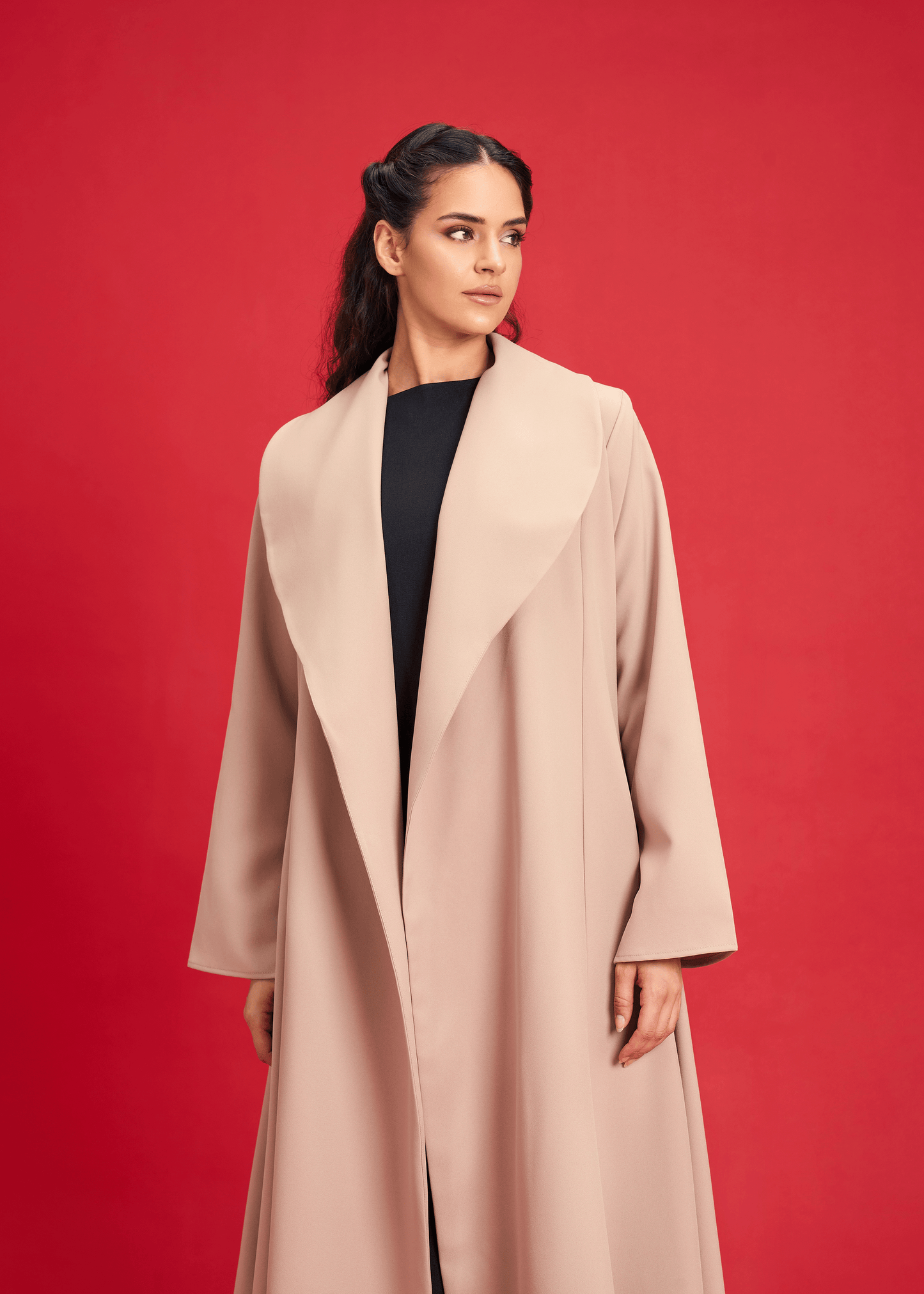 BEIGE LIGHT CREPE OVERLAP STYLE