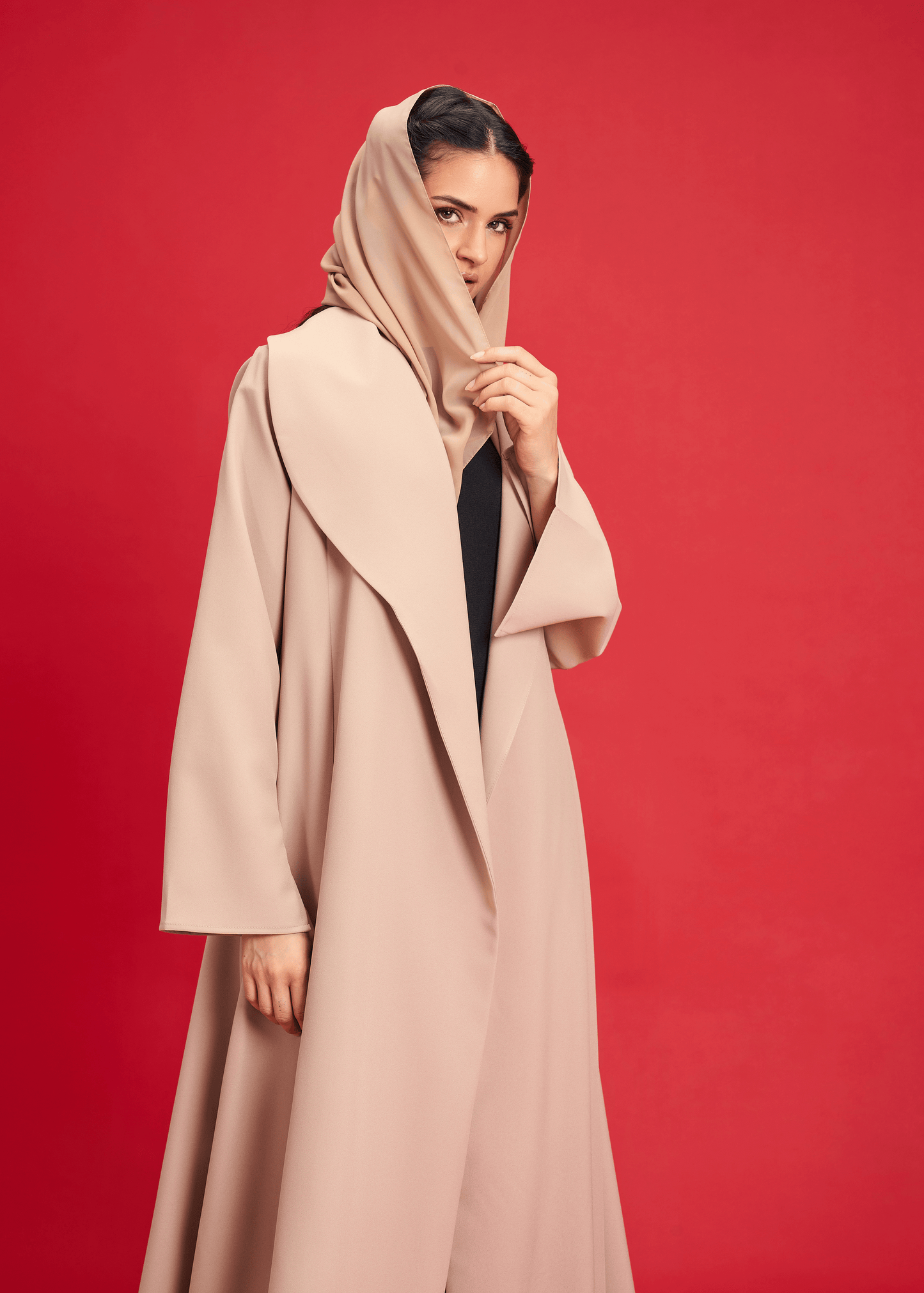 BEIGE LIGHT CREPE OVERLAP STYLE