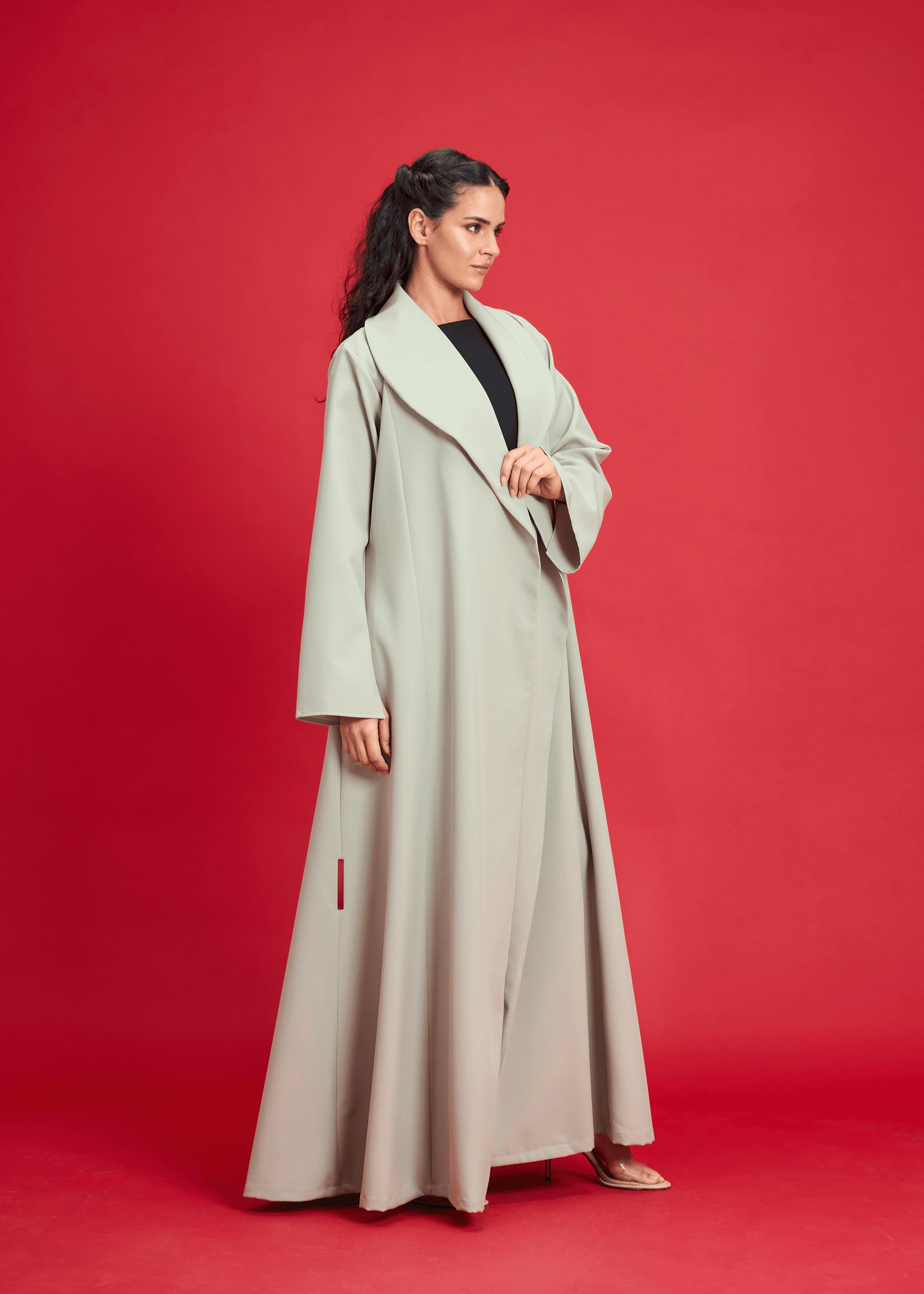 LIGHT GREEN LIGHT CREPE OVERLAP STYLE