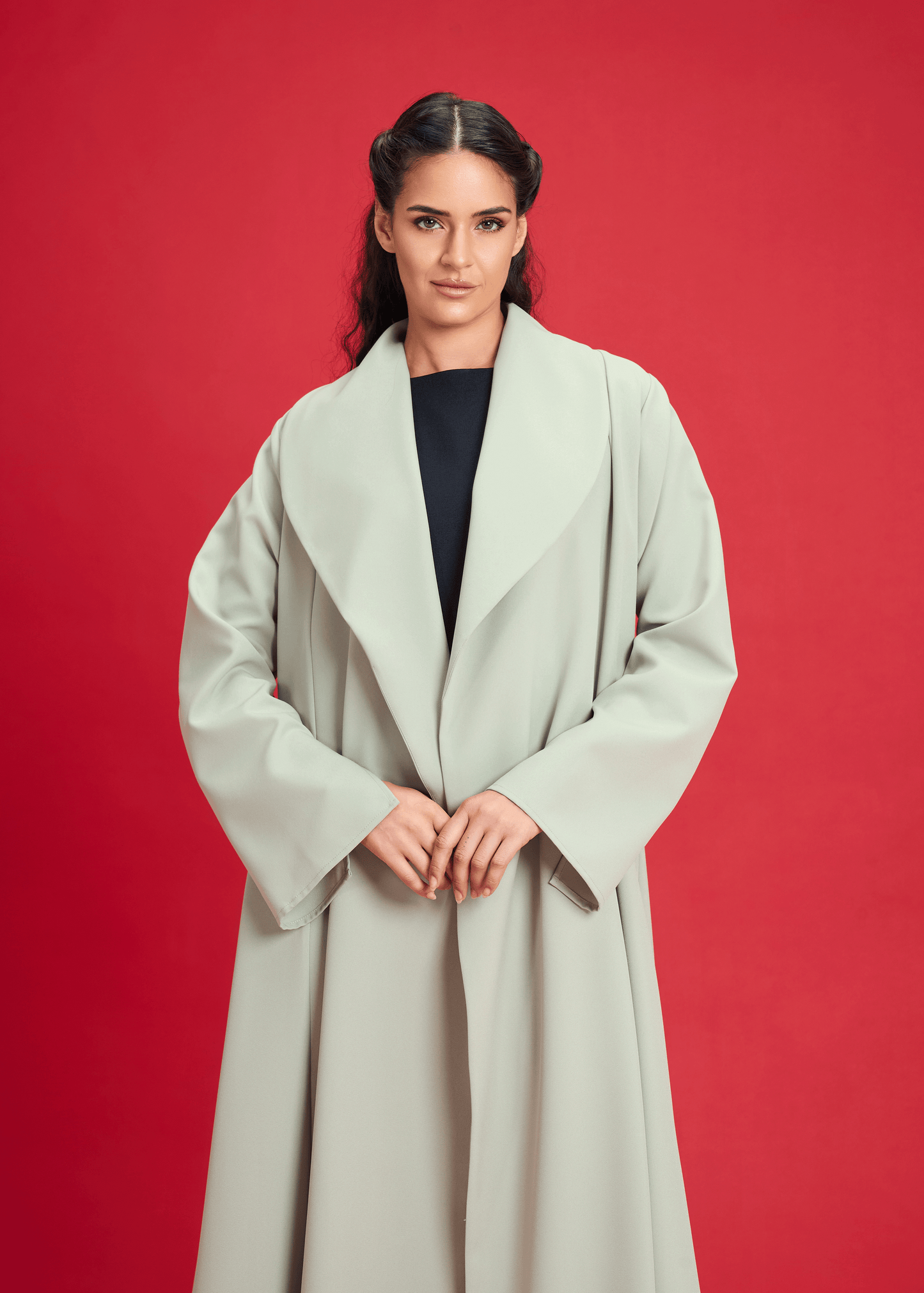 LIGHT GREEN LIGHT CREPE OVERLAP STYLE