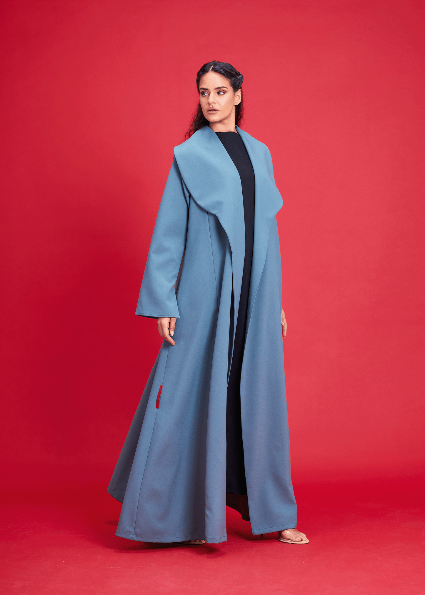 LIGHT BLUE LIGHT CREPE OVERLAP STYLE