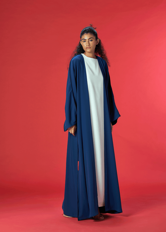 NAVY BLUE TWO TONED CREPE ABAYA