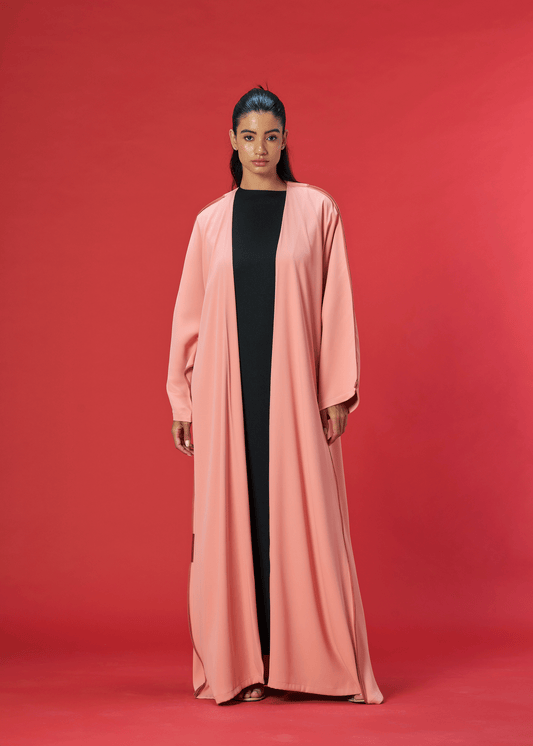 CORAL TWO TONED CREPE ABAYA