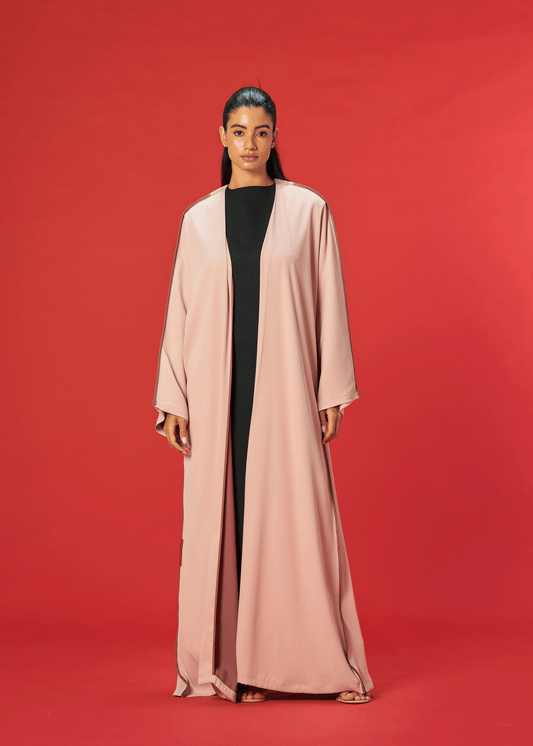 CREAM TWO TONED CREPE ABAYA