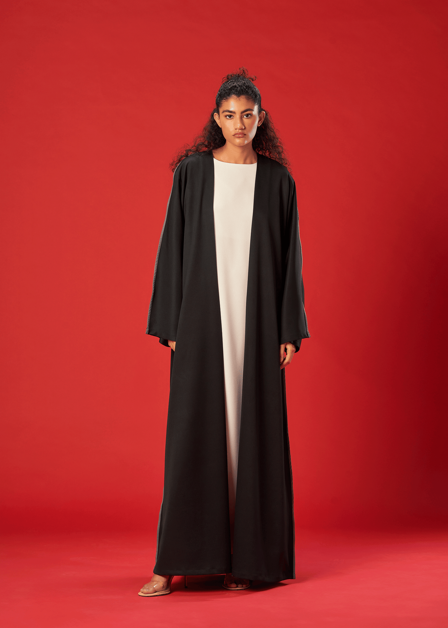 BLACK TWO TONED CREPE ABAYA