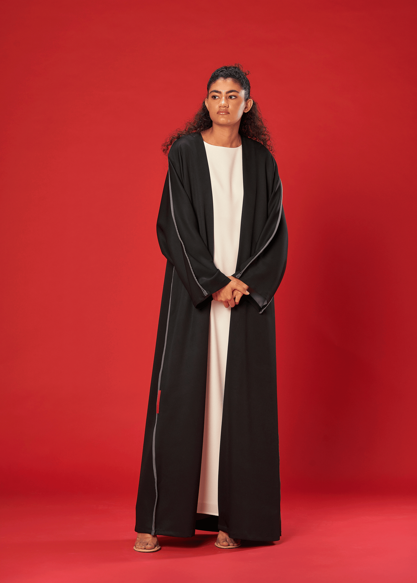 BLACK TWO TONED CREPE ABAYA