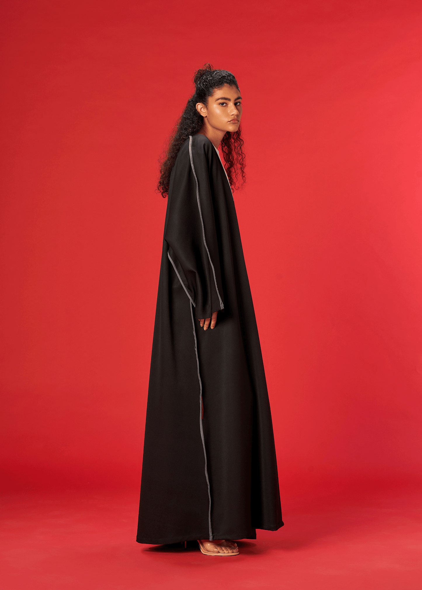 BLACK TWO TONED CREPE ABAYA