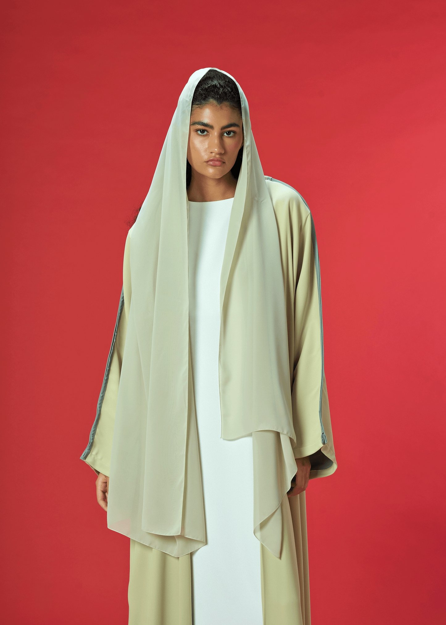 LIGHT GREEN TWO TONED CREPE ABAYA