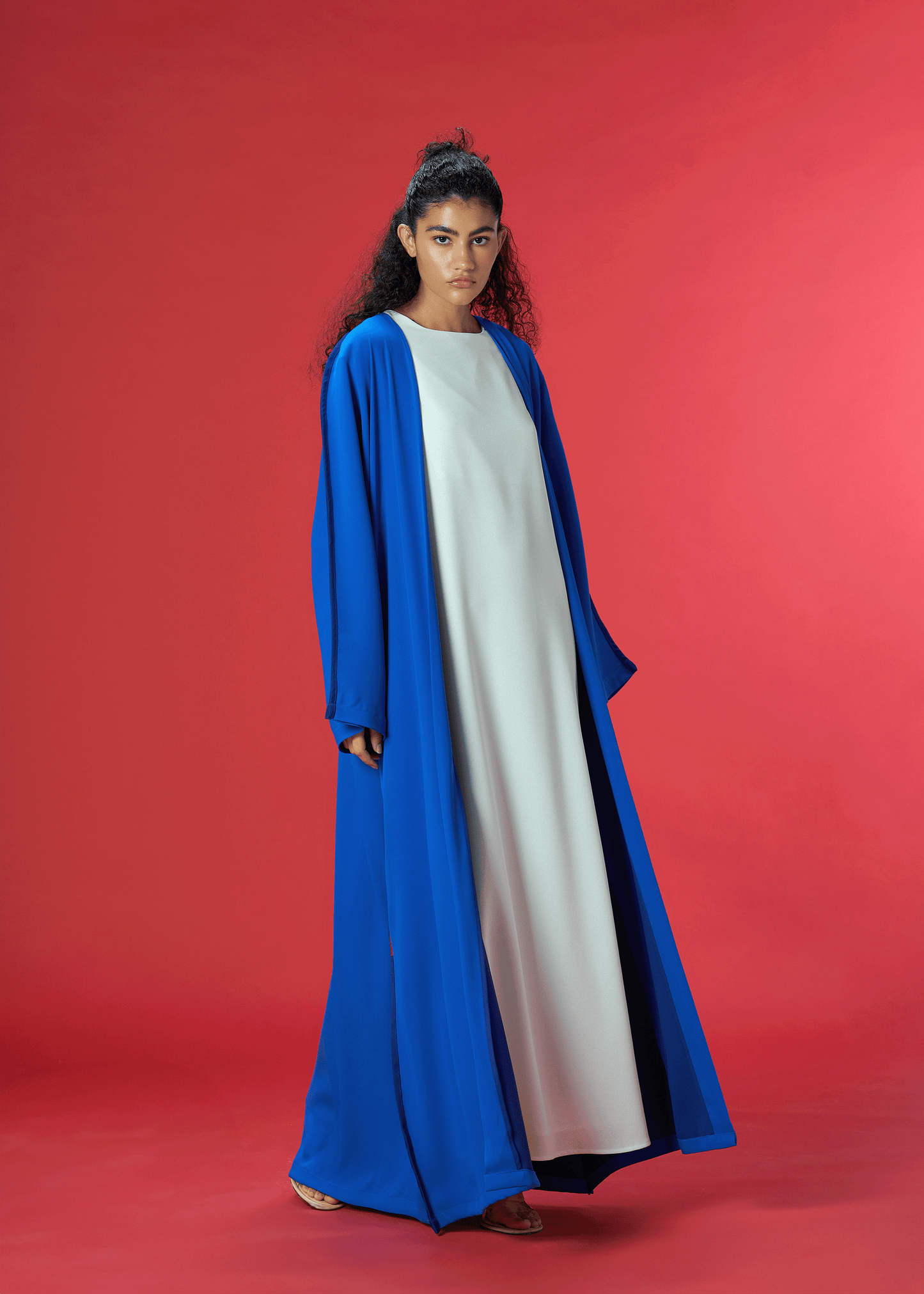 ROYAL BLUE TWO TONED CREPE ABAYA