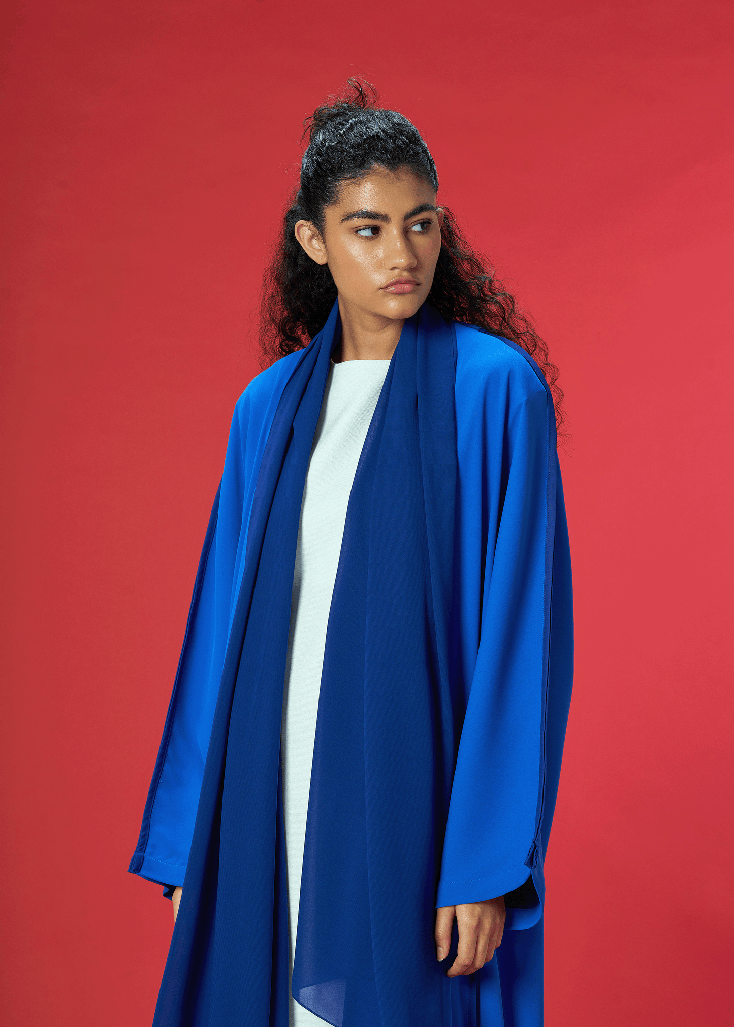 ROYAL BLUE TWO TONED CREPE ABAYA