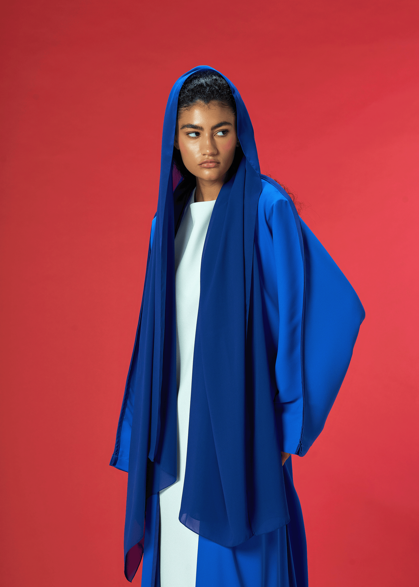 ROYAL BLUE TWO TONED CREPE ABAYA