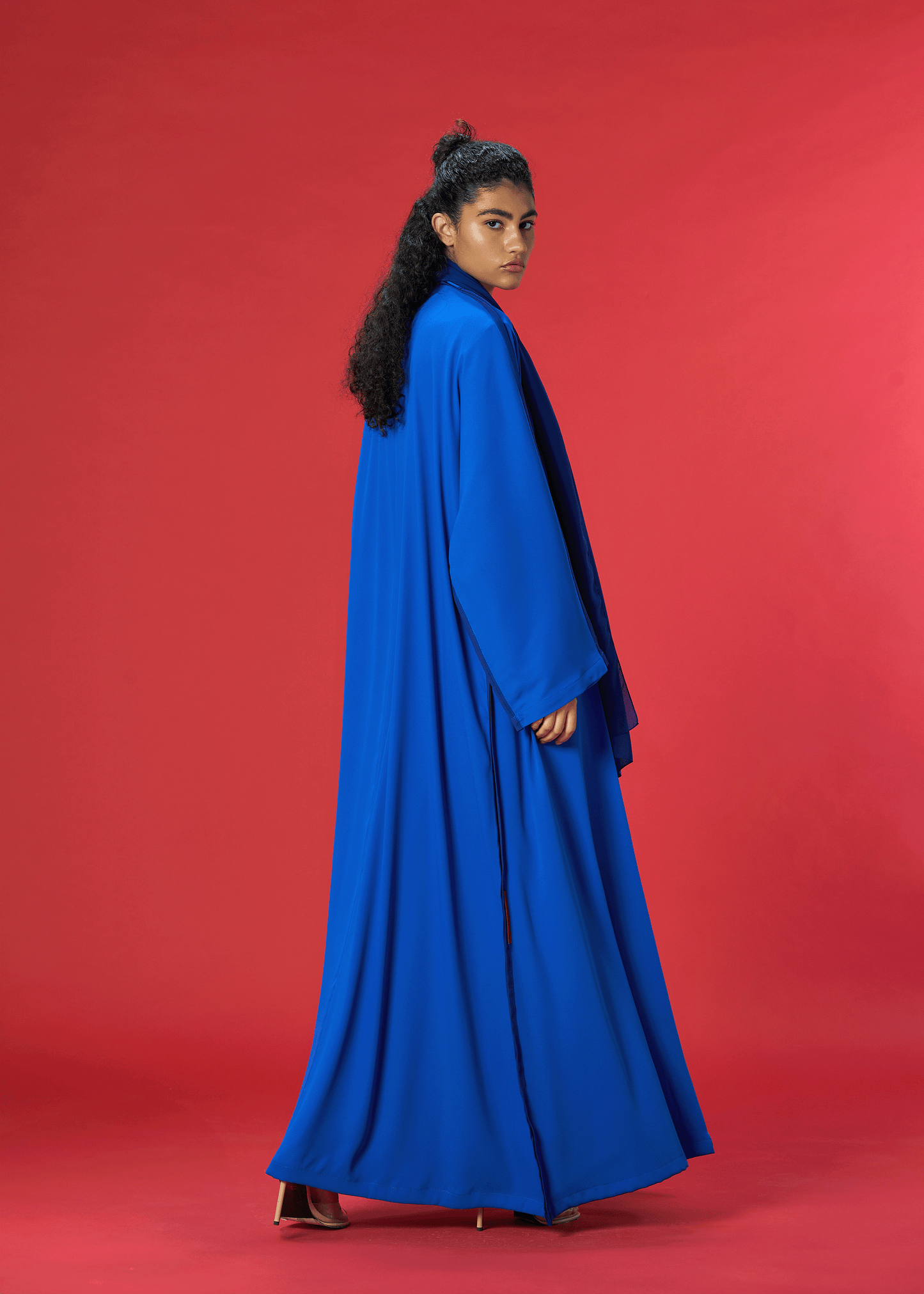 ROYAL BLUE TWO TONED CREPE ABAYA