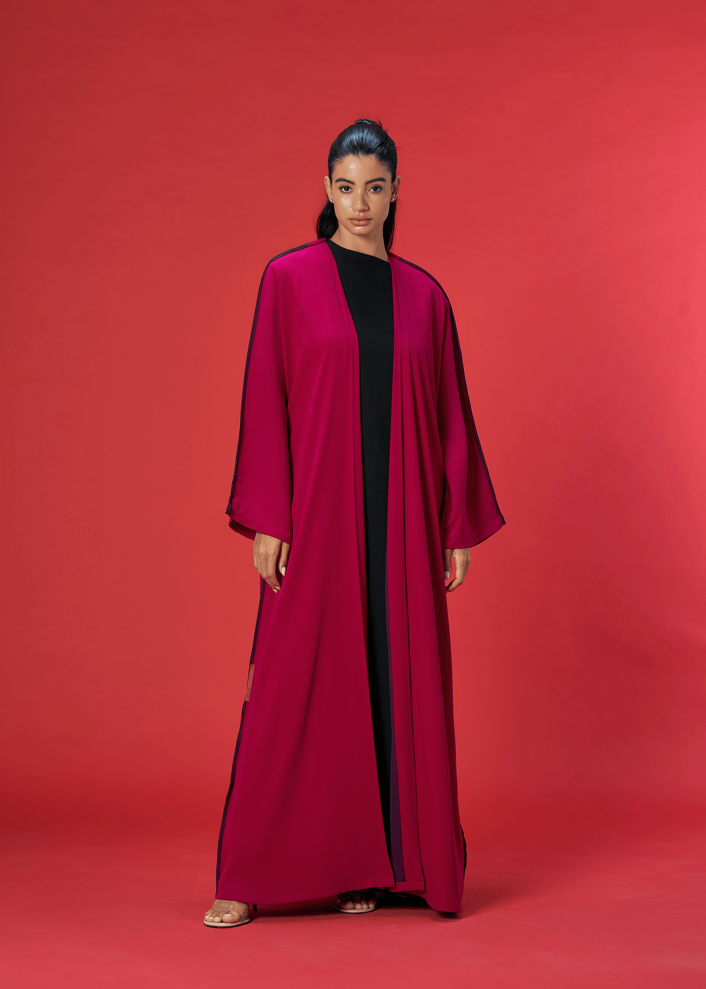 PINK TWO TONED CREPE ABAYA