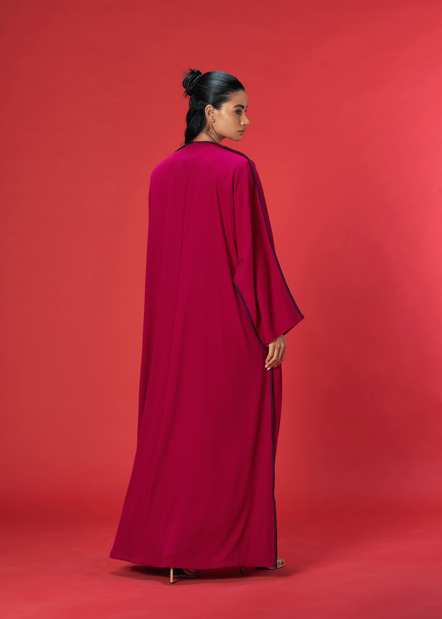 PINK TWO TONED CREPE ABAYA