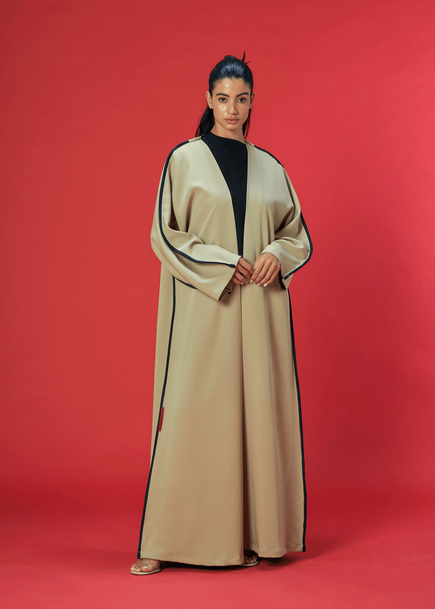 BEIGE TWO TONED CREPE ABAYA