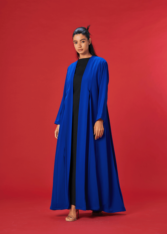 ROYAL BLUE PLEATED CREPE ABAYA