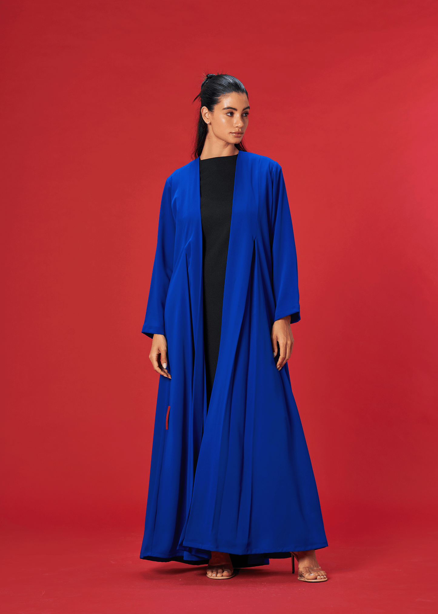 ROYAL BLUE PLEATED CREPE ABAYA