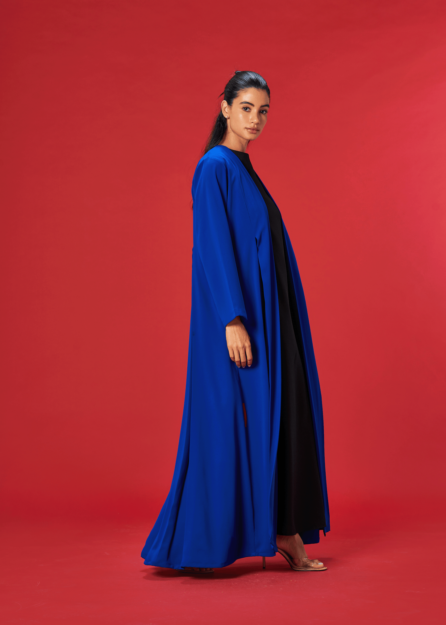 ROYAL BLUE PLEATED CREPE ABAYA