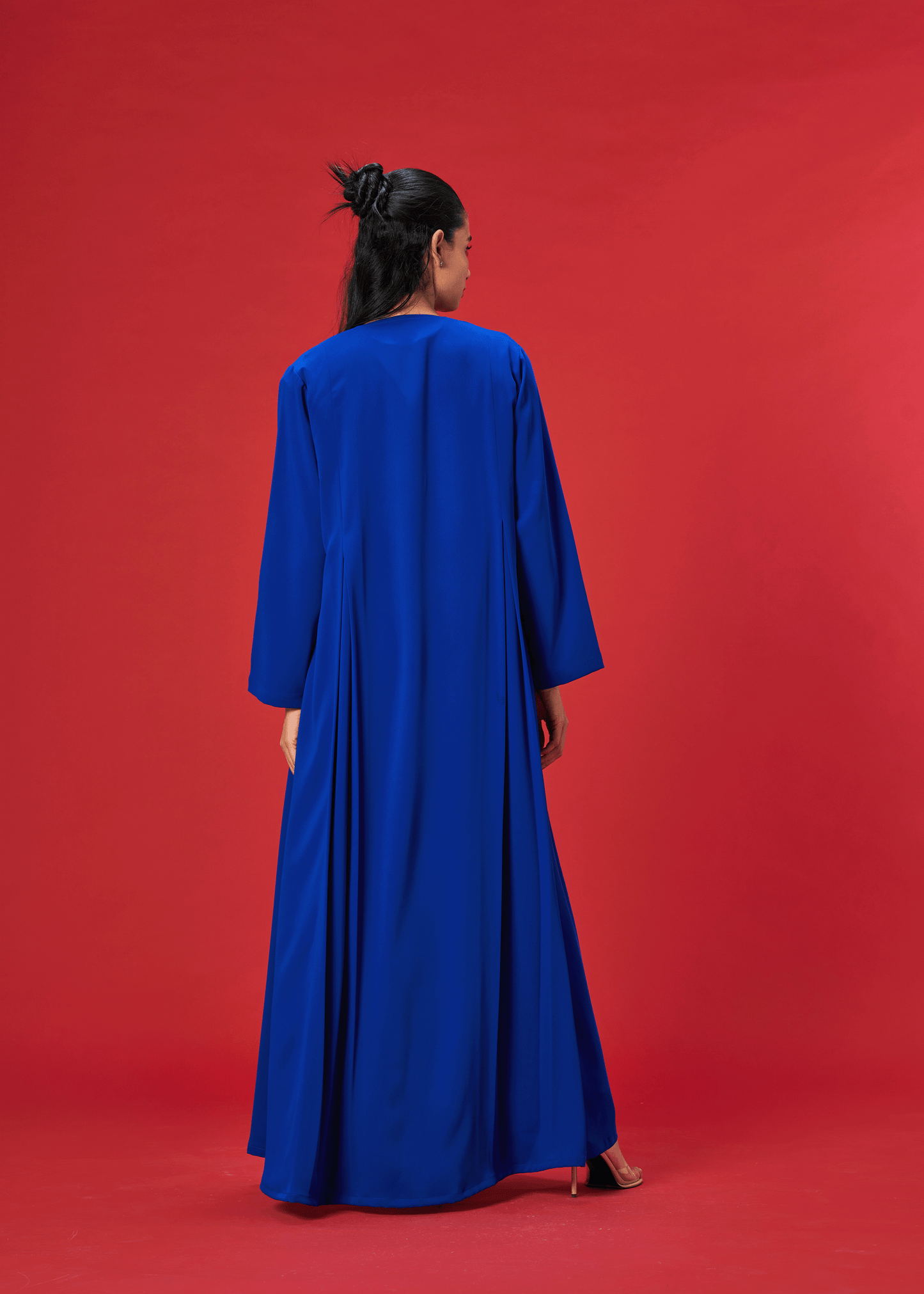 ROYAL BLUE PLEATED CREPE ABAYA