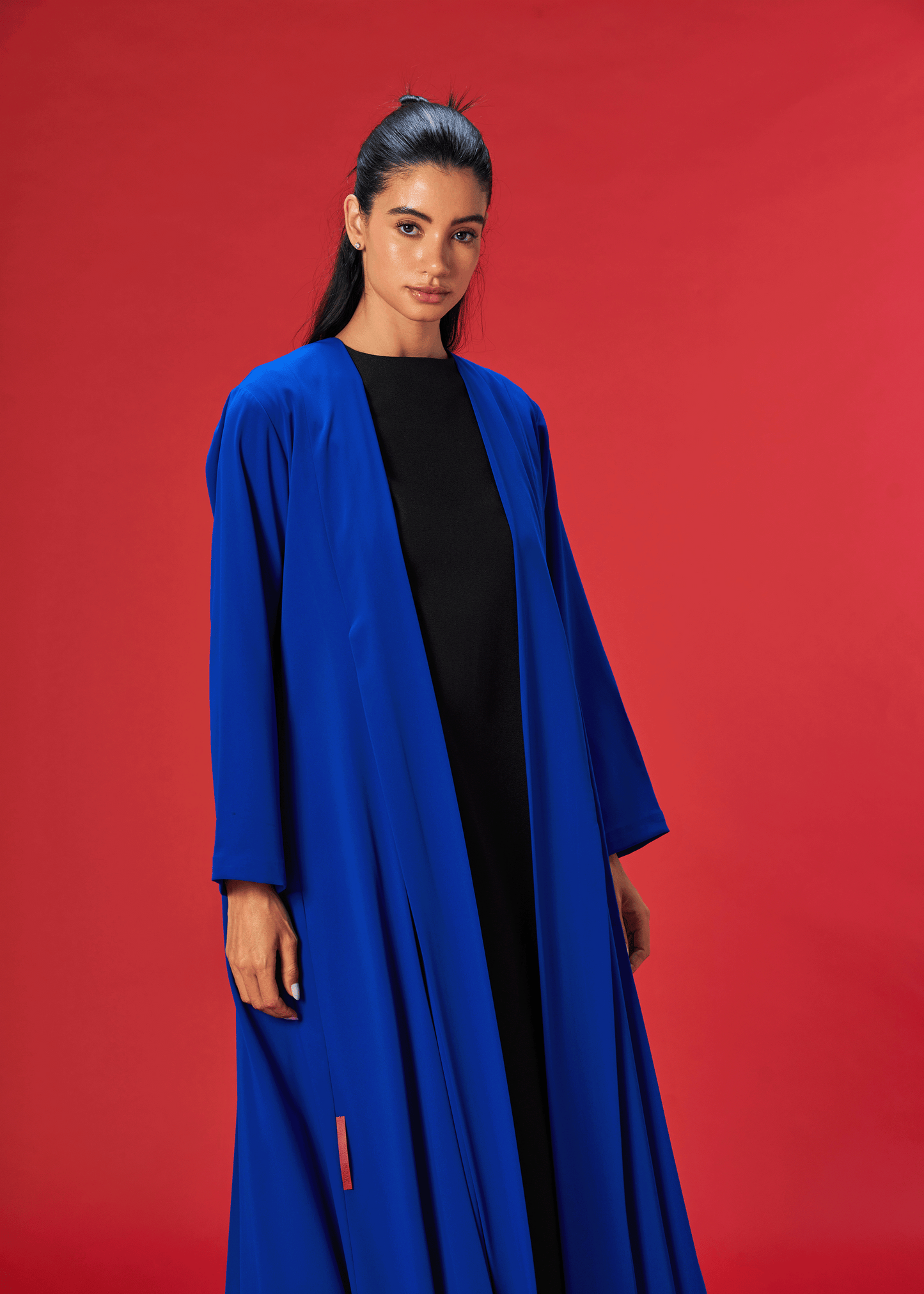 ROYAL BLUE PLEATED CREPE ABAYA