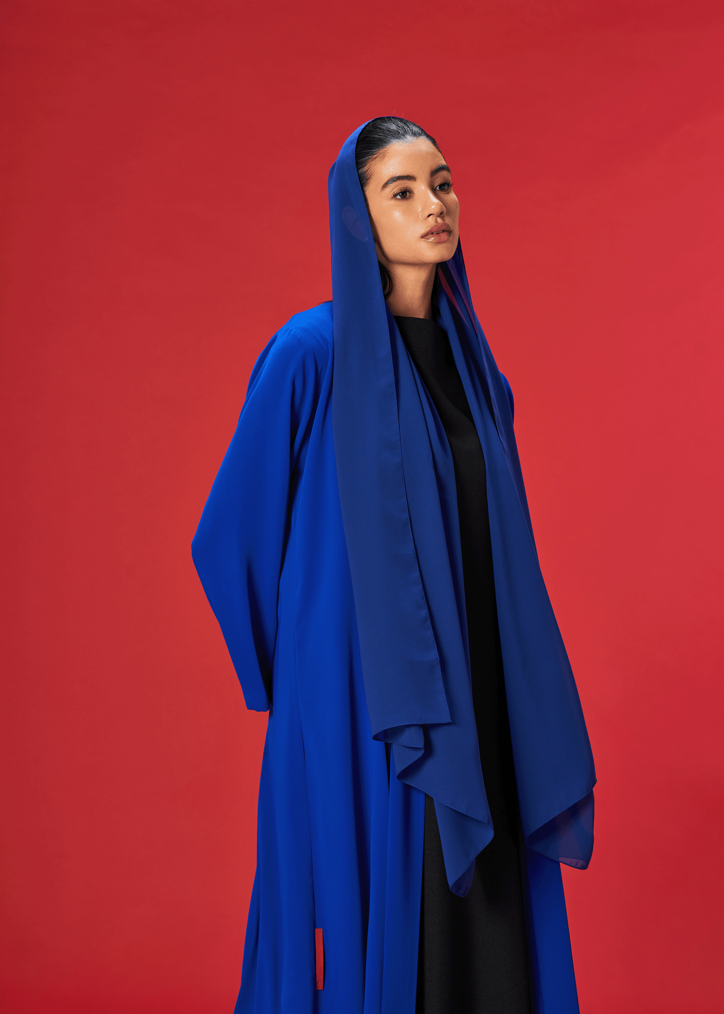 ROYAL BLUE PLEATED CREPE ABAYA