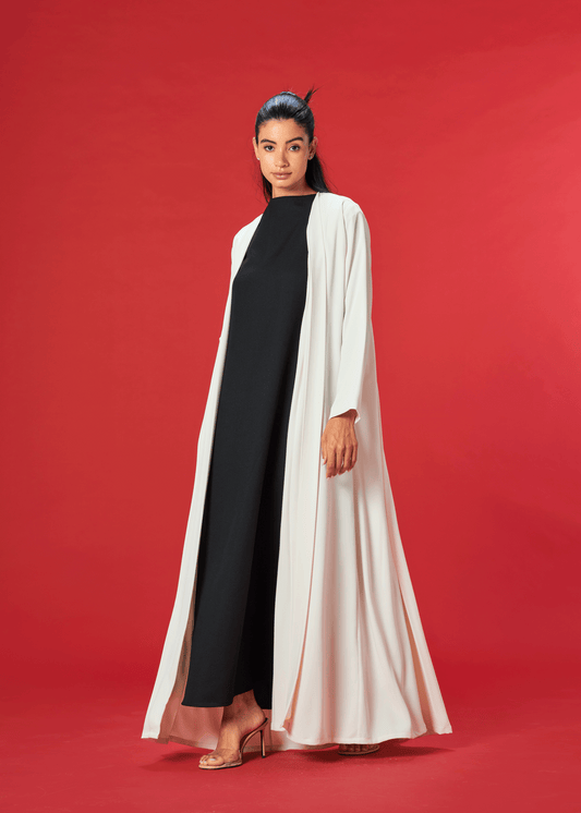 OFF WHITE PLEATED CREPE ABAYA