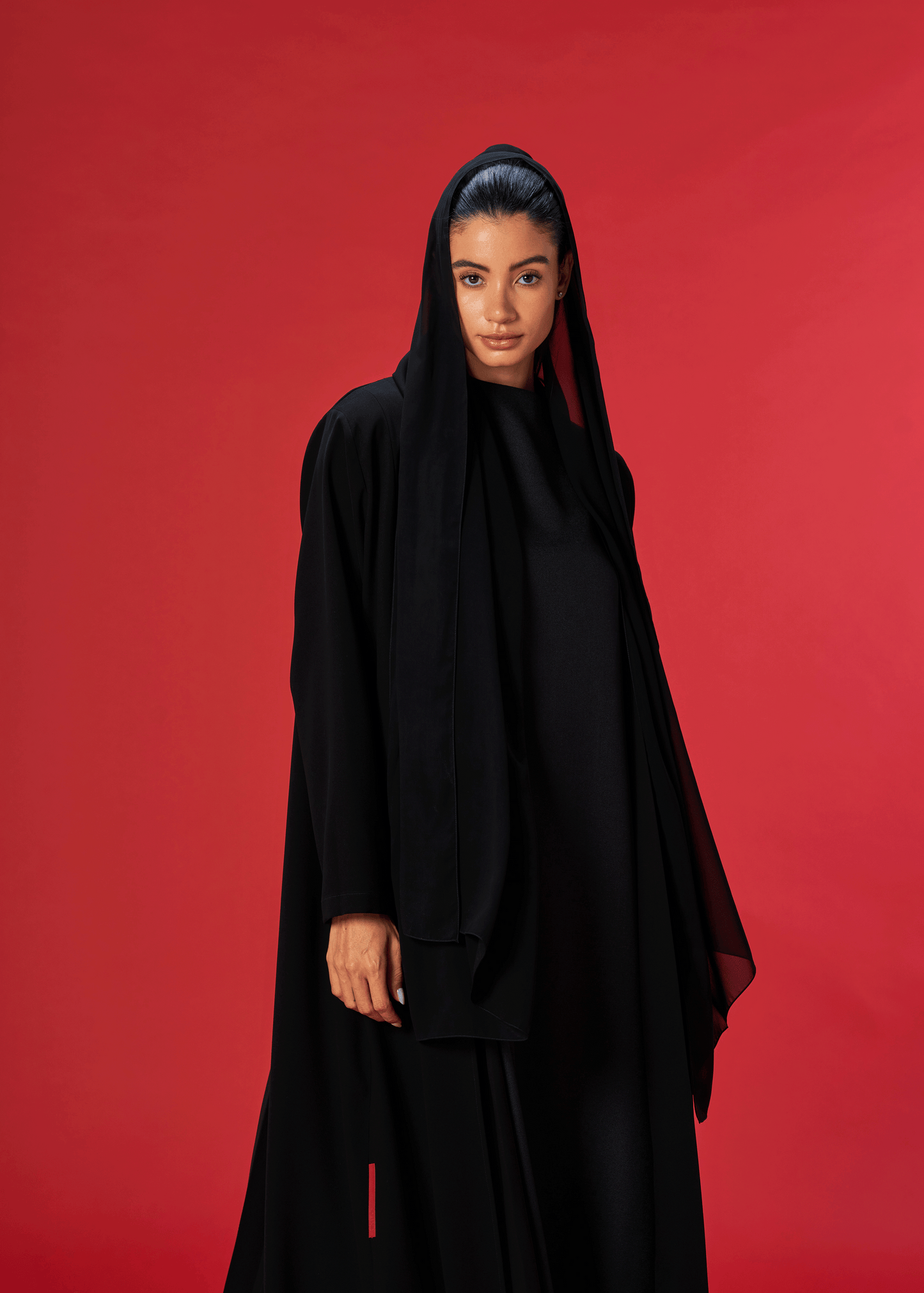 BLACK PLEATED CREPE ABAYA