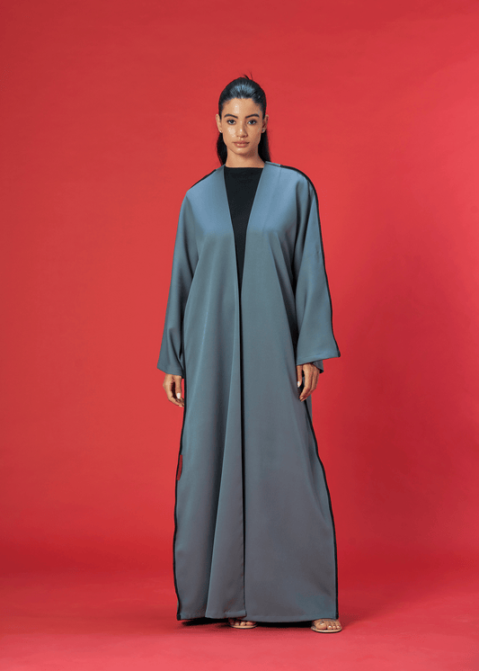 GREY TWO TONED CREPE ABAYA