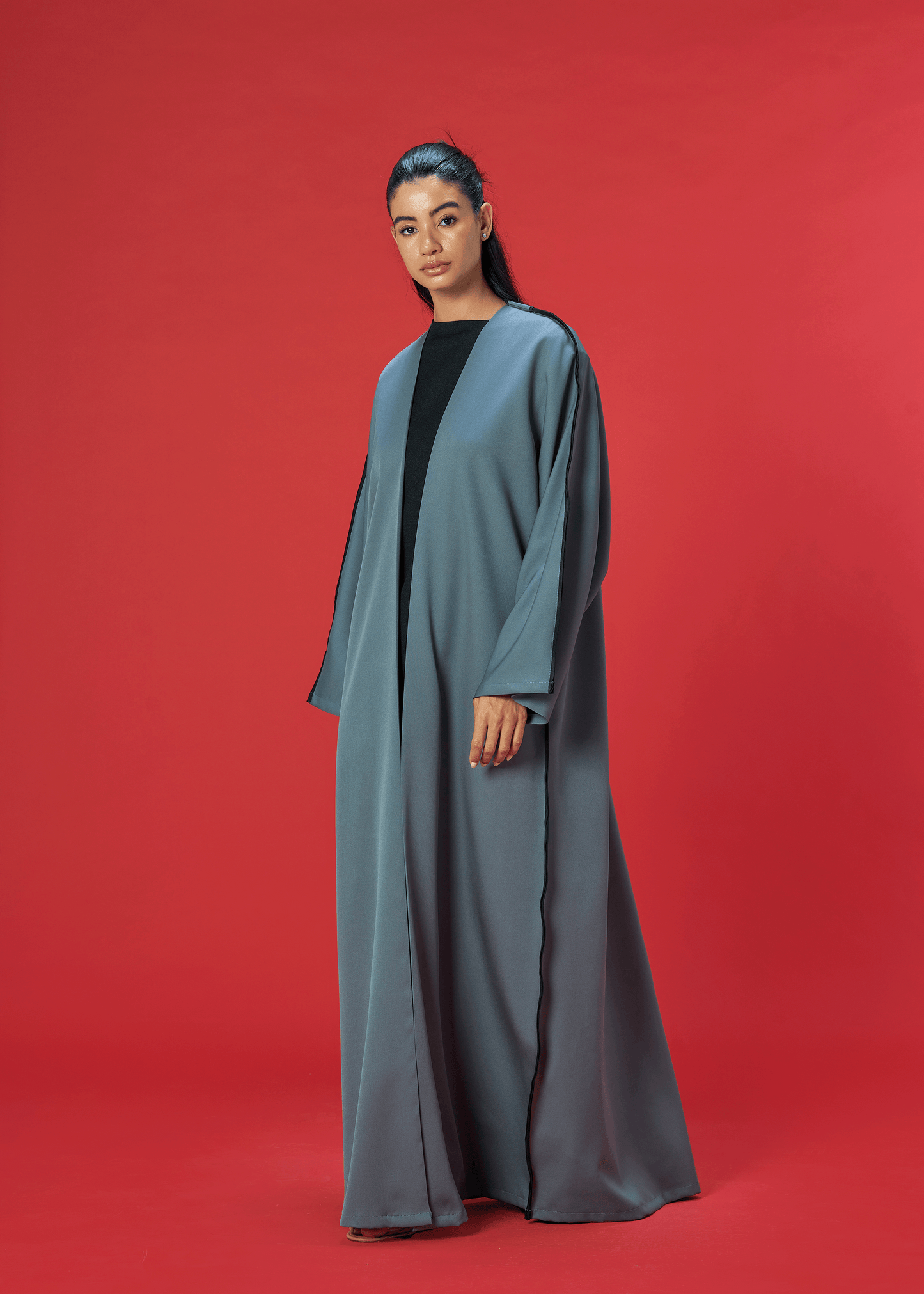 GREY TWO TONED CREPE ABAYA