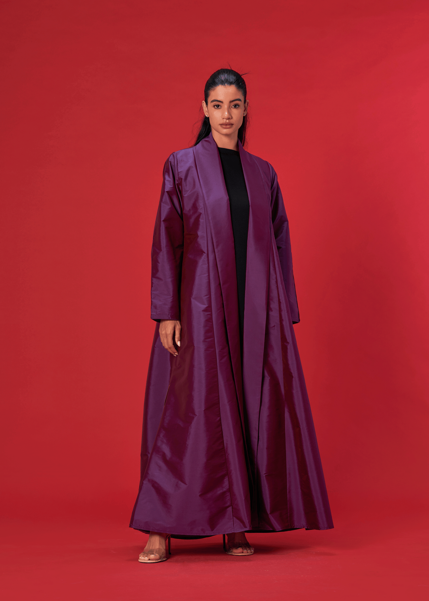 PURPLE PANELLED TAFFETA ABAYA