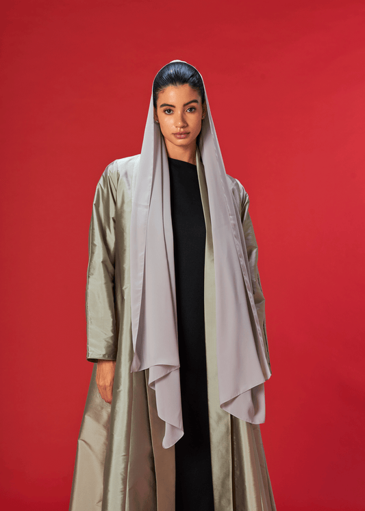 GOLDEN PANELLED TAFFETA ABAYA