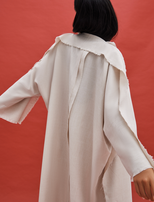 LIGHT CREAM OVERLAP ABAYA