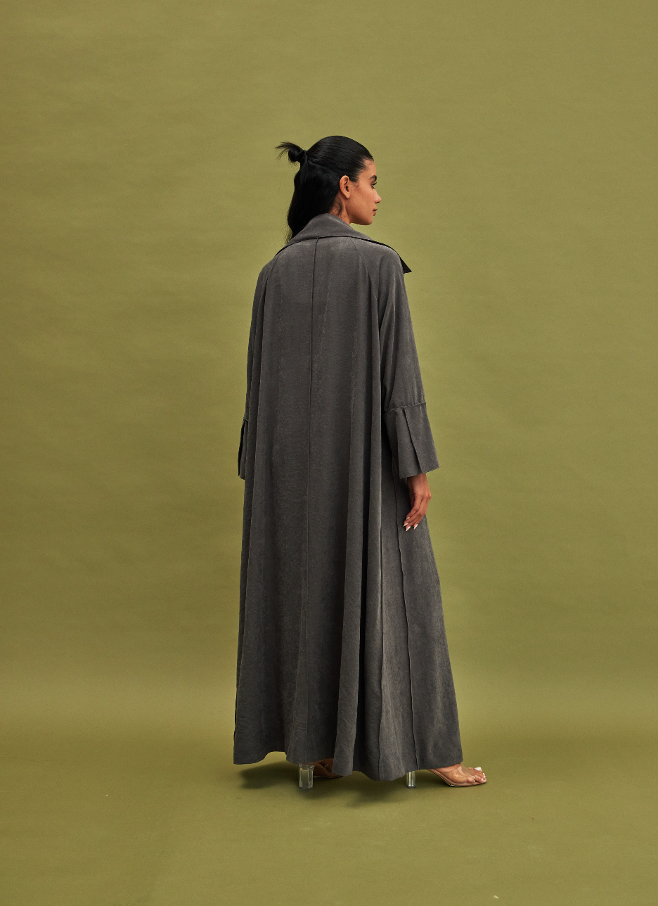 GREY COAT SUEDE ABAYA